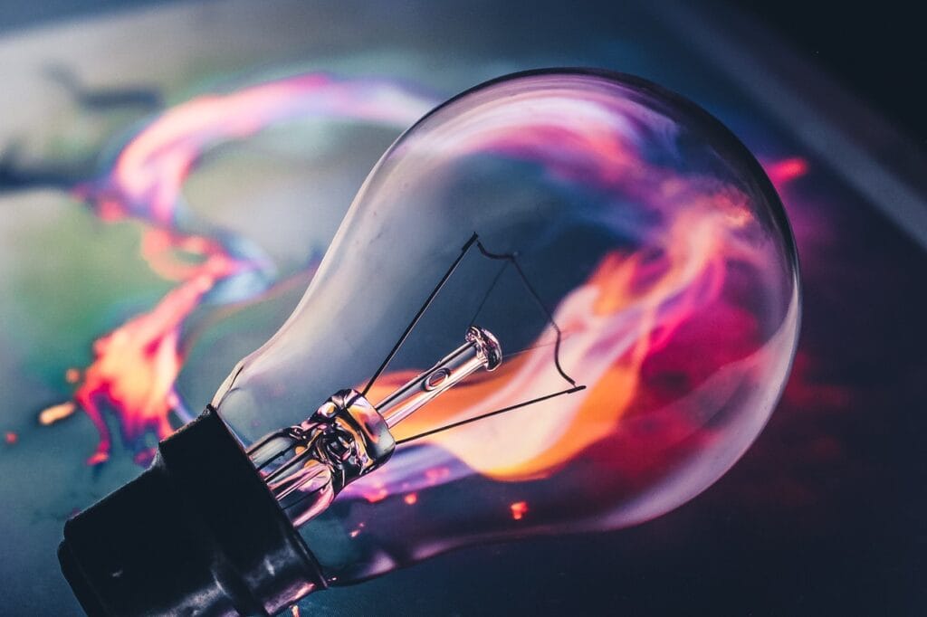 Colorful, artistic representation of a smart bulb, one of the best smart home devices.
