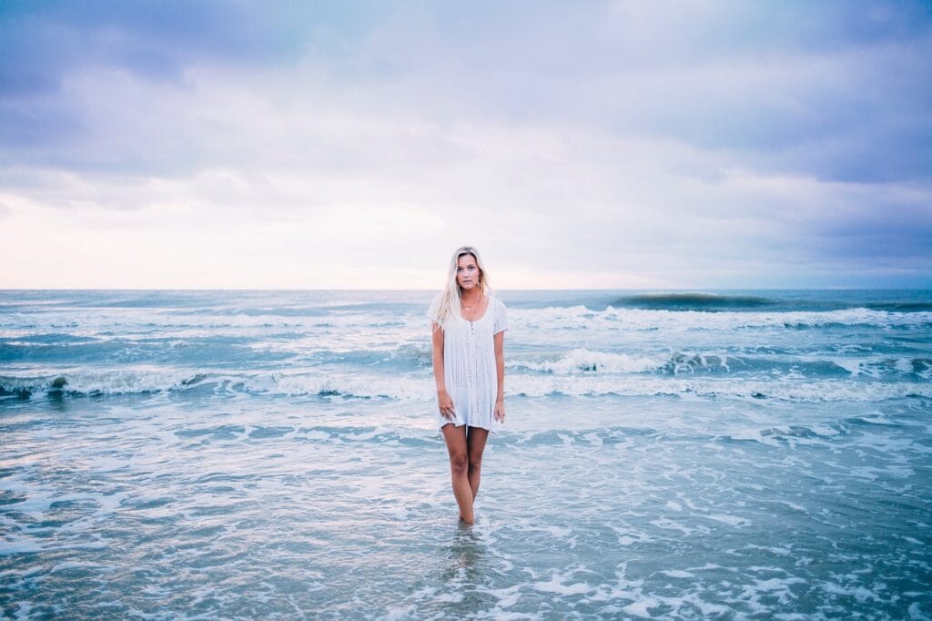 white dress beach vacation